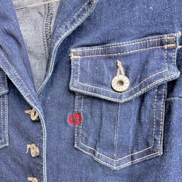 GUESS Vintage Y2K Stretch Denim Wide Leg Belted Button Up Jumpsuit JLO Medium - Picture 9 of 15